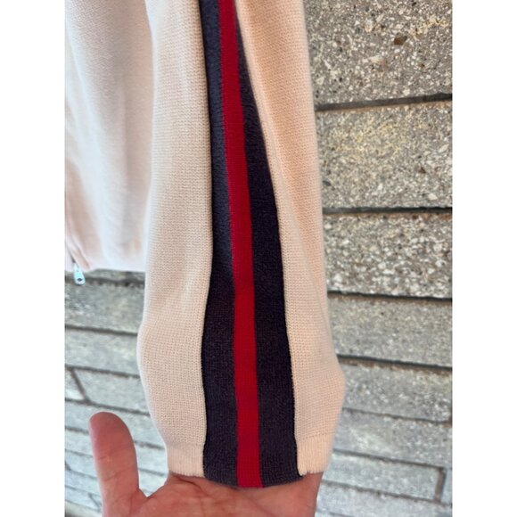 Levis Cream Zip-Up Jacket With Red & Navy Stripes And Embroidered Patch Details - Picture 5 of 9